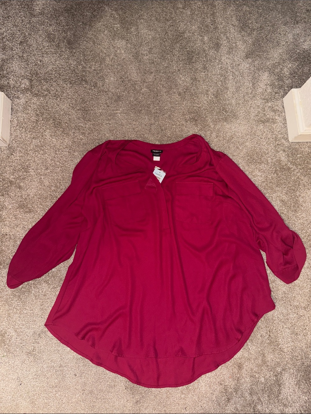 torrid Burgundy Split-Neck Blouse
